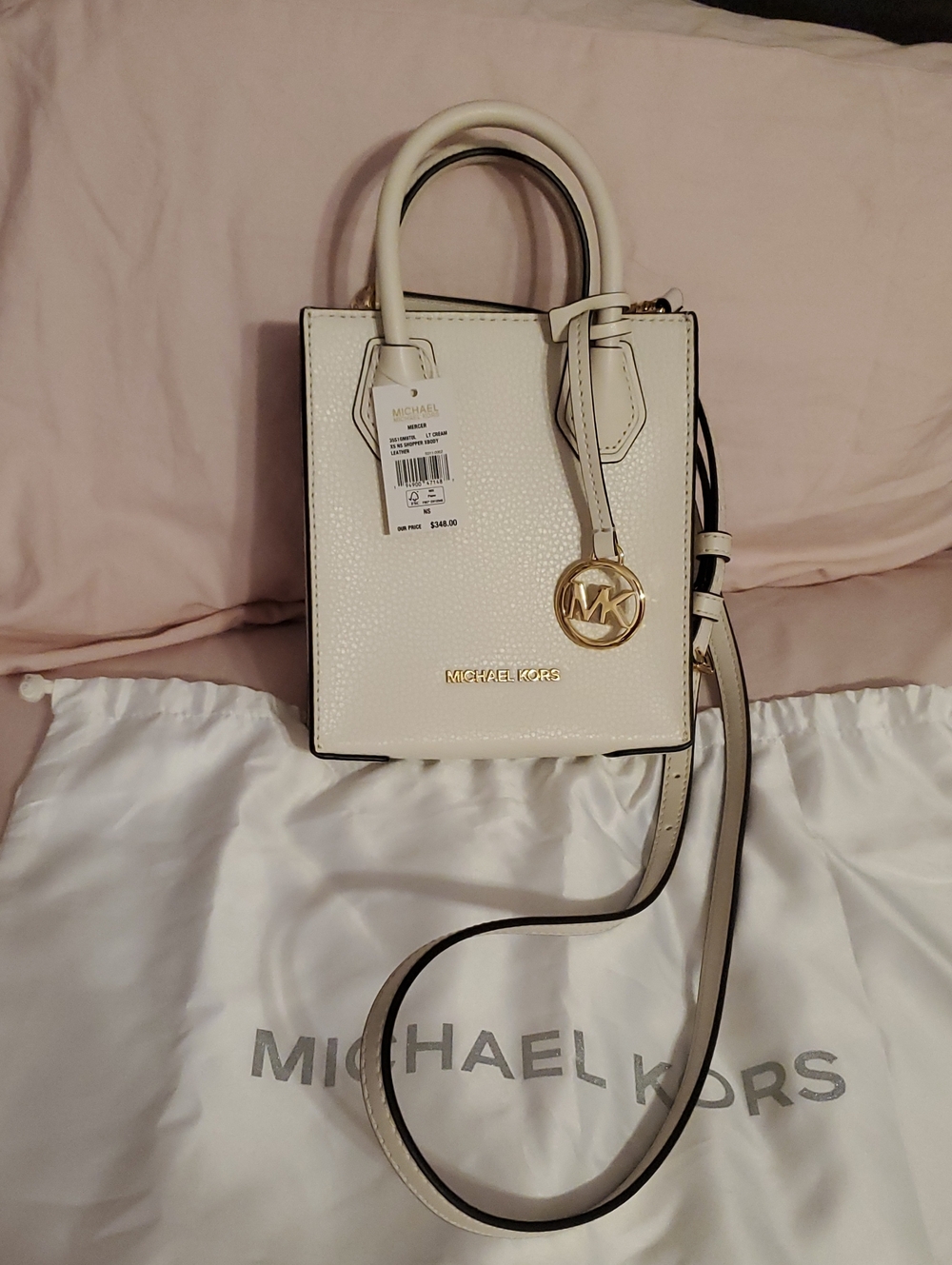 Michael Kors Cream/Off-White Leather Mini Crossbody Tote